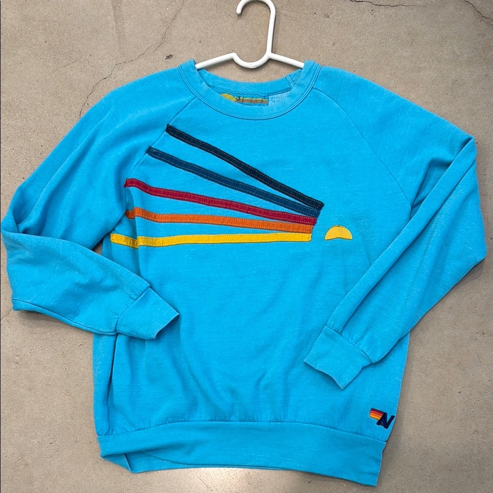 Aviator Nation Blue and Red Geometric Sweatshirt